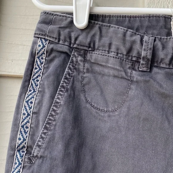 Anthropology Gray Chino Pants with Embroidered Side Stripes - Picture 2 of 8